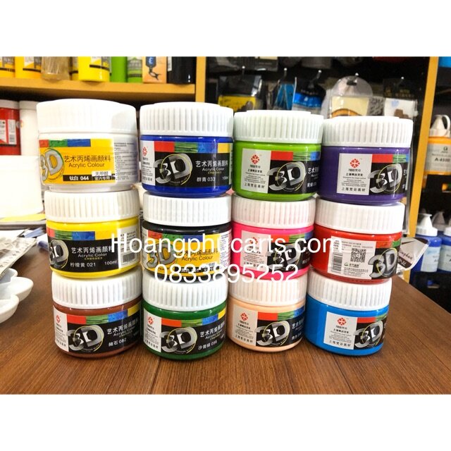 Combo 12 màu acrylic 3d 100ml cơ bản