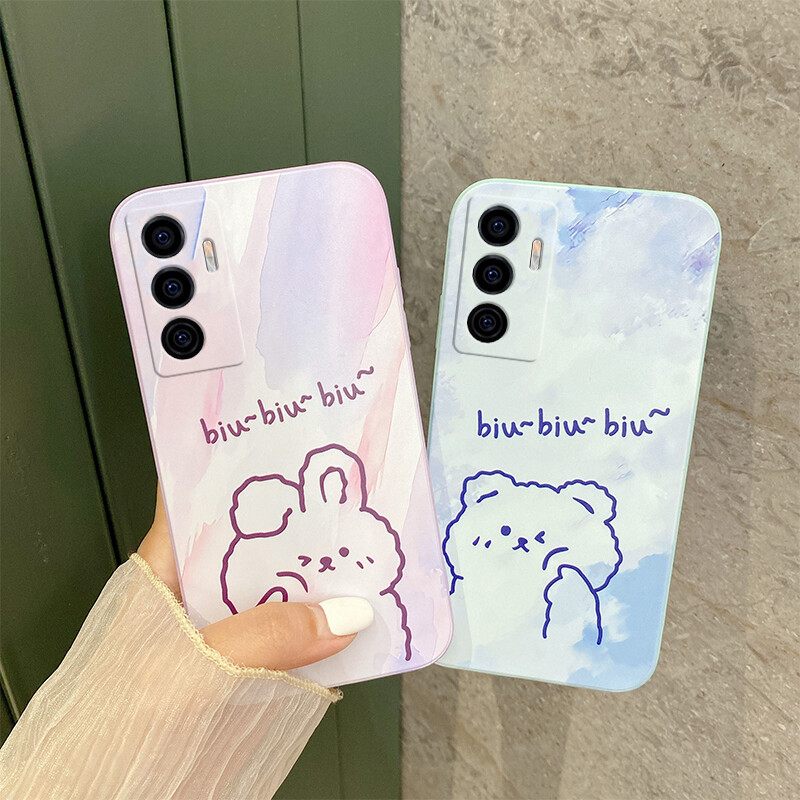 Ốp Cho Vivo V9 V11i V15 V20SE V20Pro V21e V23 V25Pro V23e 4G 5G, Ốp Điện Thoại Họa Tiết Hoạt Hình Dễ Thương Gấu Lá Phong Tranh Sơn Dầu Thời Trang Ốp Chống Sốc TPU Silicon Mềm Cho Nữ Ốp Lưng Bảo Vệ Ốp Đôi