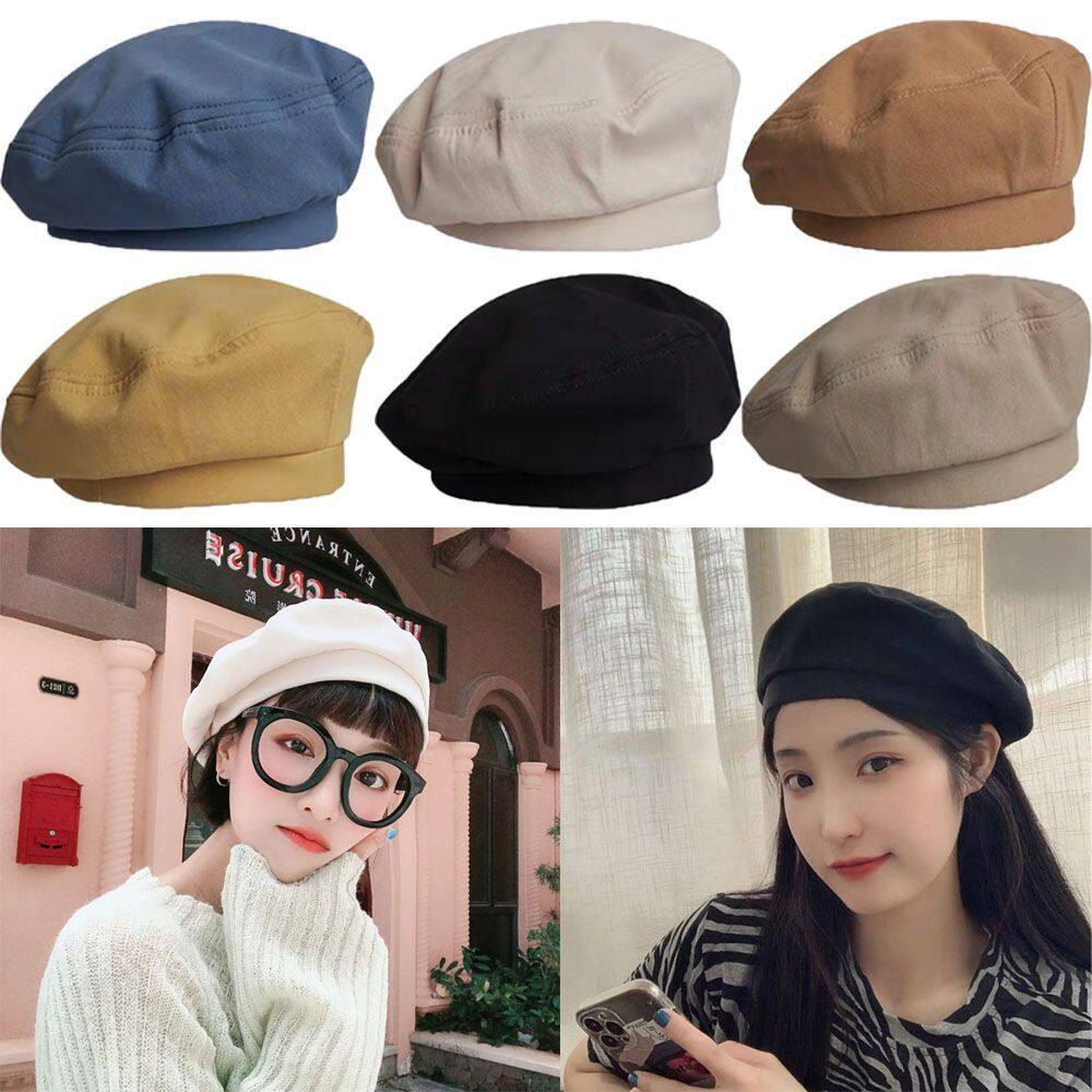 Thanh lịch Nữ nữ Cổ điển Bông Mũ họa sĩ Mũ đồng màu Mũ beret Mũ len kiểu Pháp