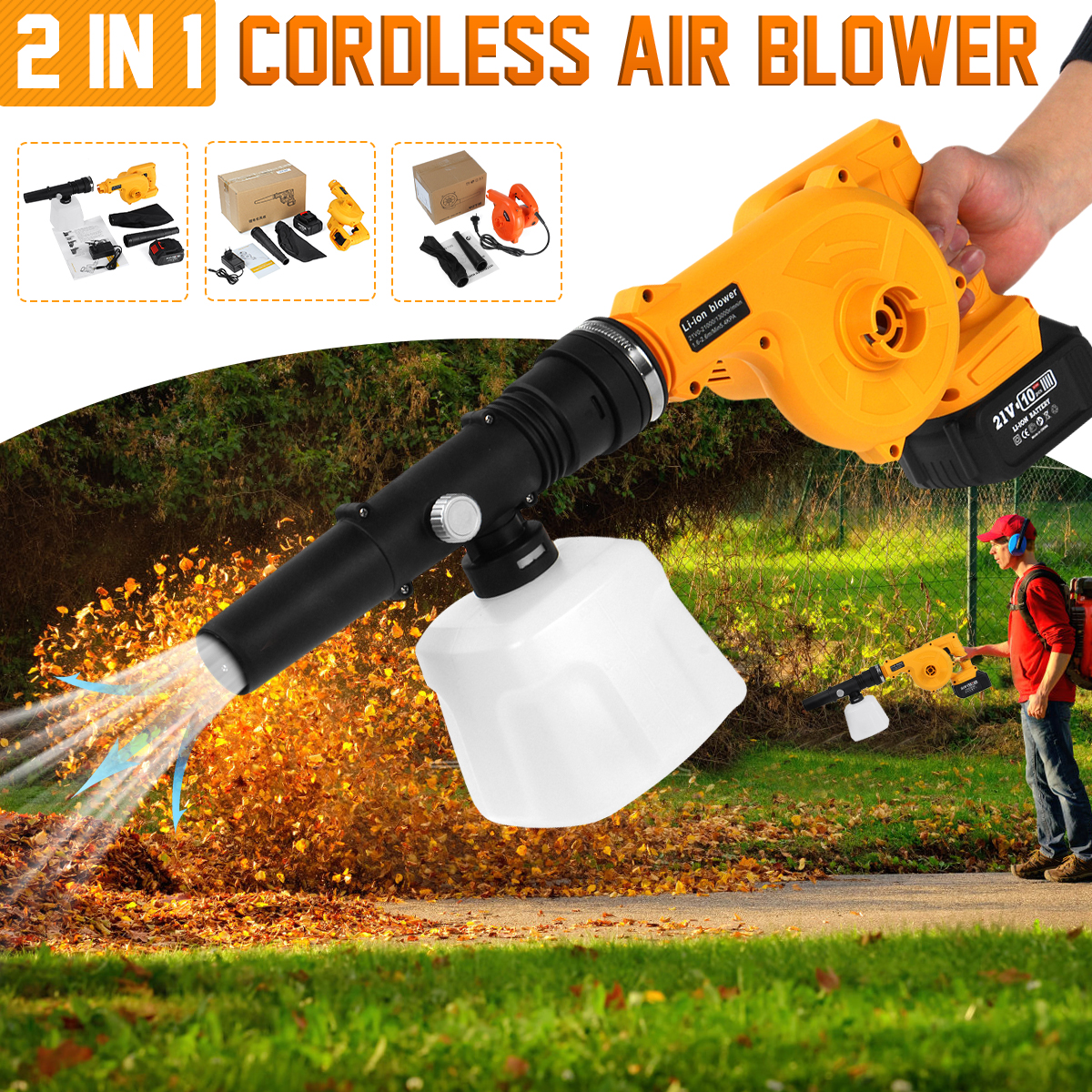 Garden inalámbrico soplador inalámbrico sin cable soplador limpio aire  soplador jardín de hojas de polvo colector de polvo herramienta de energía  aspiradora-Orange | Linio Perú - GE582HL0AIUXGLPE