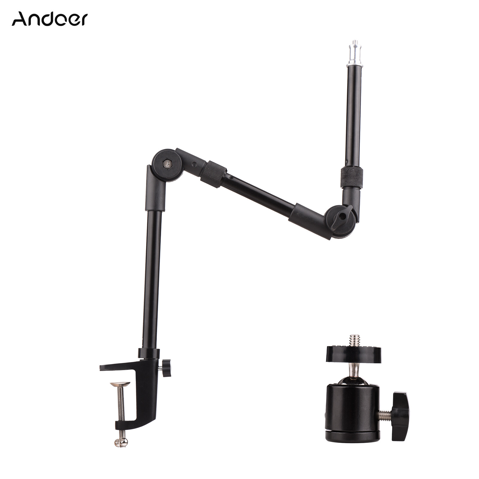 Andoer st-01 giá đỡ để bàn linh hoạt có thể gập lại khung kim loại, với đầu chuyển đổi đầu bi vít 1/4 inch tải trọng 3kg để lấp đầy đèn led vòng đèn webcam máy ảnh điện thoại thông minh