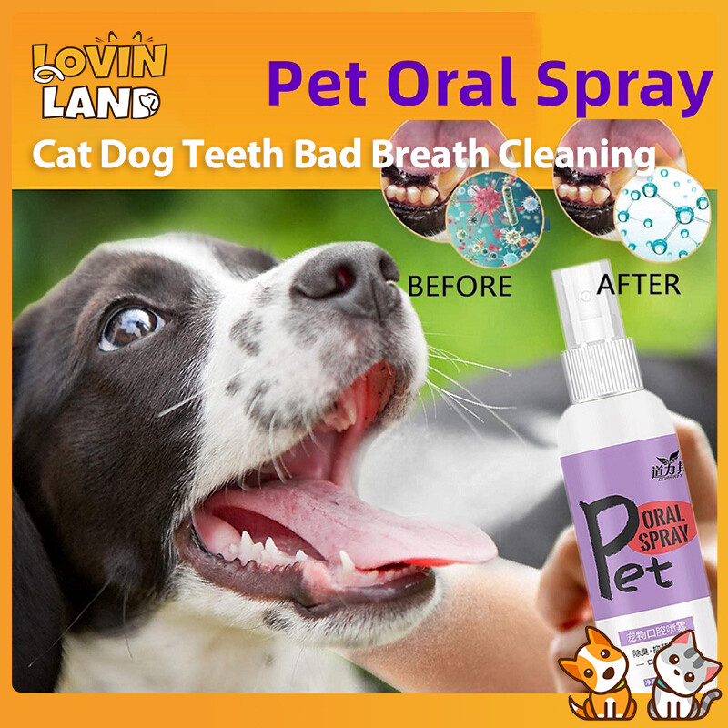 Lovinland Pet Oral Deodorant Spray Pet Dog Oral Care Spray Pet Dental Spray Cat Dog Teeth Bad Breath Cleaning