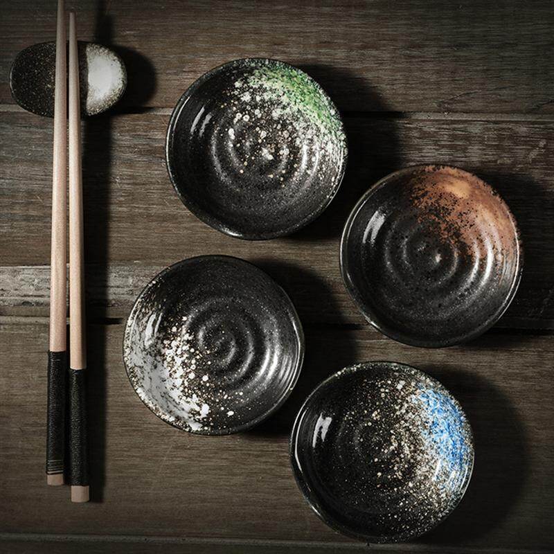 💗4 cái gốm phong cách Nhật Bản Món Ăn Gia vị nước sốt giấm đĩa Bát Sushi ngâm Đĩa Bộ đồ ăn nhà bếp