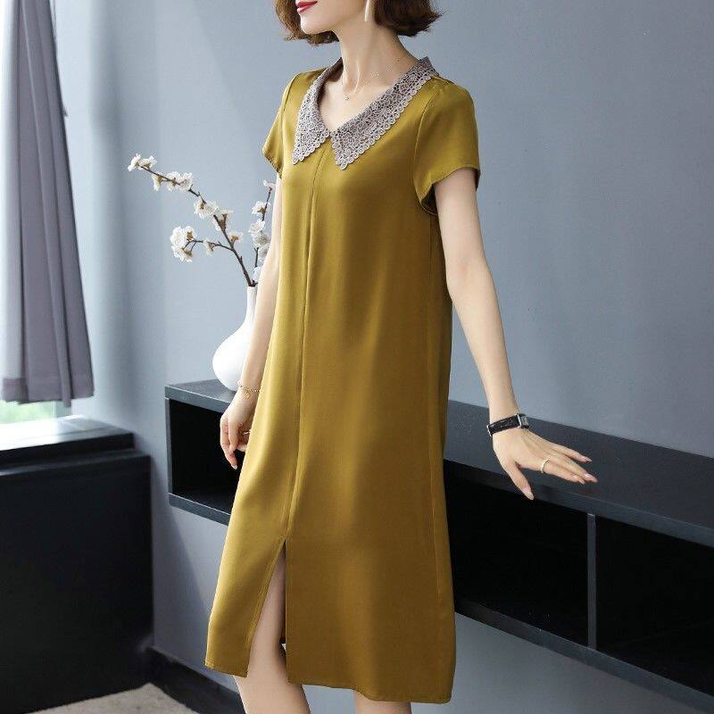 Đầm Phong Cách Nước Ngoài Váy Quý Phái Cho Phụ Nữ Trung Niên Và Người Già Mùa Hè, Chân Váy Vừa Qua Gối Dáng Rộng Giảm Tuổi Trung Niên