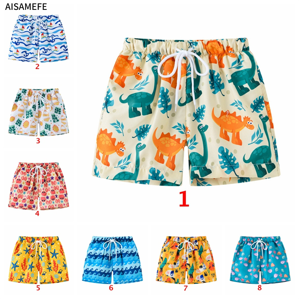 AISAMEFE New Boy Shorts Fashion Ins Style Beach Vacation Beach Pants Kids Casual Swim Short Pants Cotton 3-8Y ราคา 152 บาท*ส่งฟรี