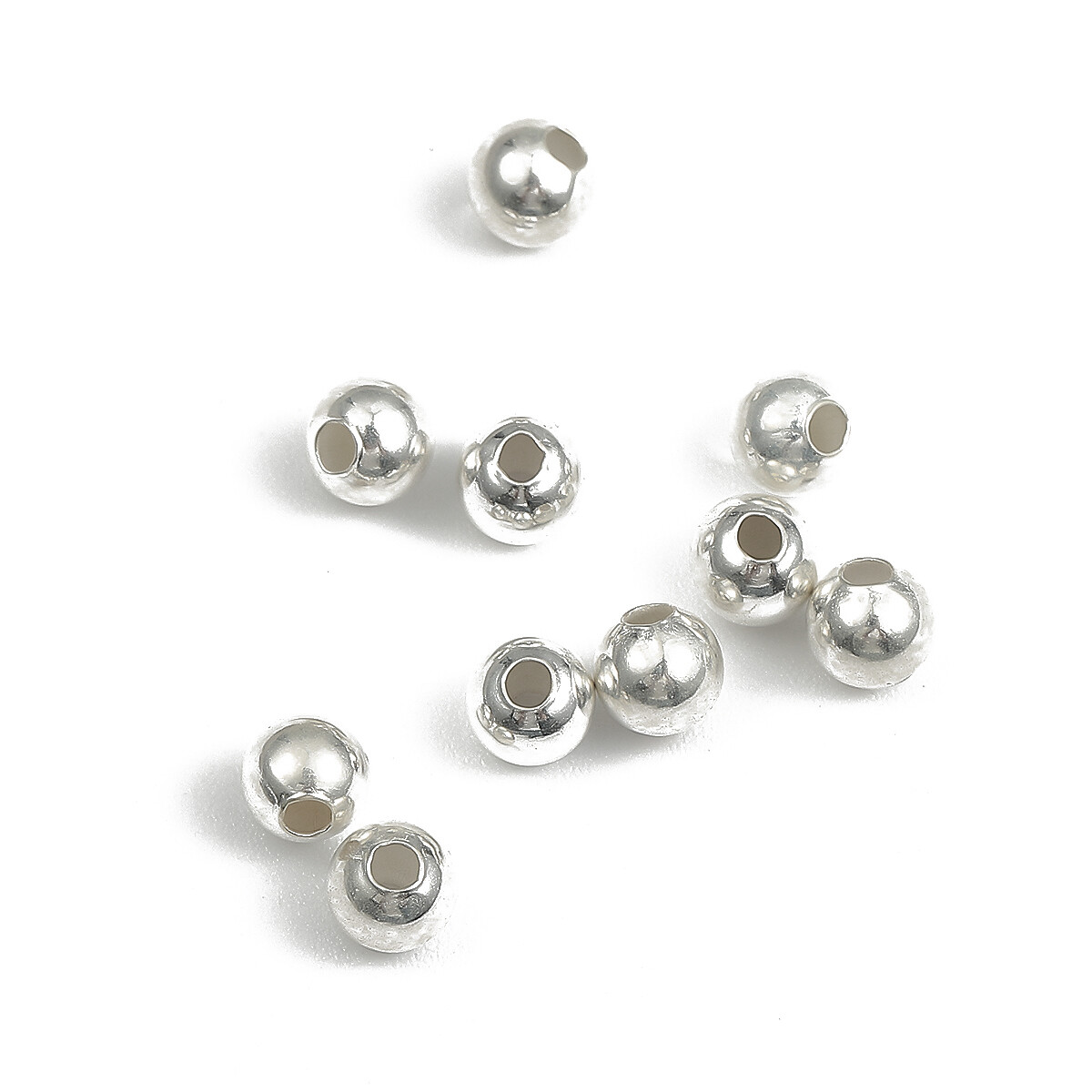 Hạt Rời Hình Tròn Bạc Sterling 925 Hạt Cườm Đầu Tròn Để Tự Làm Trang Sức Phụ Kiện Vòng Cổ