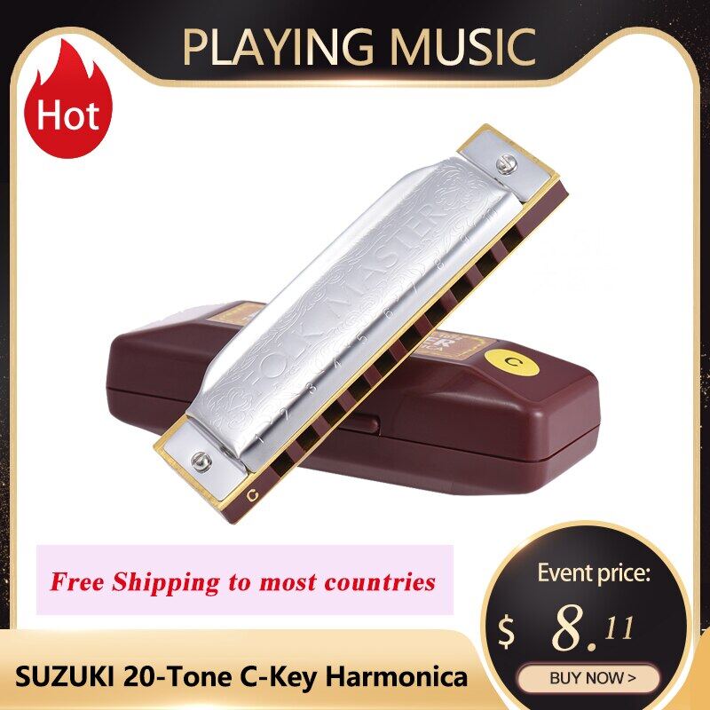 Suzuki Folkmaster Hòa Tấu Blues Tiêu Chuẩn Key của C A B D E F G Key 10-Lỗ 20 Tông Diatonic Blues Gaita Harmonica Cho Người Mới Bắt Đầu