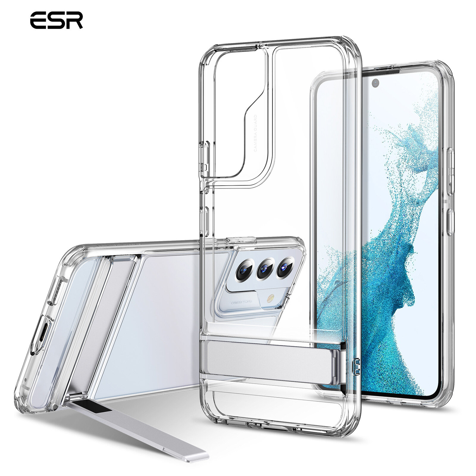 ESR Ốp Cho Samsung Galaxy S22/S22 Plus/S22 Ultra 5G Ốp Có Chân Chống Kim Loại Ốp Lưng TPU Sang Trọng Cho Galaxy S22 Ốp Siêu Trong