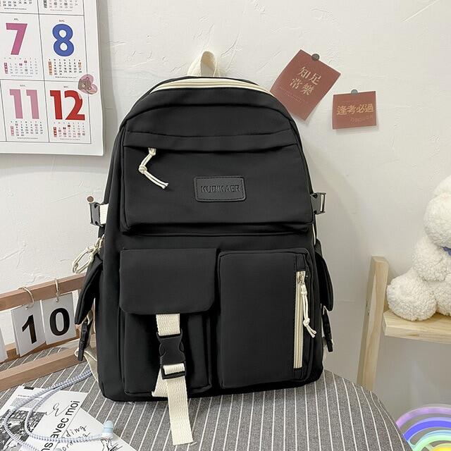 🎒ba lô vải bố sức chứa lớn màu đen túi du lịch đơn giản nhẹ ba lô vải bố túi đi học sinh ba lô dây kéo học sinh vải bố