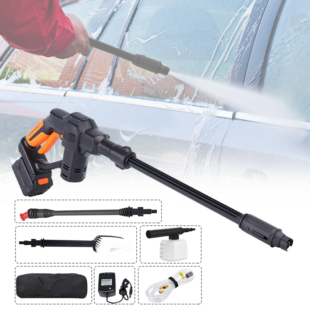 Portable Car Washer, Handheld Electric High Pressure Cleaner 20V Cleaner Car Washer Gunwith 4 Adjustable Nozzle, High Pressure Hose, Charger and Portable Handbag ราคา 3,330 บาท*ส่งฟรี