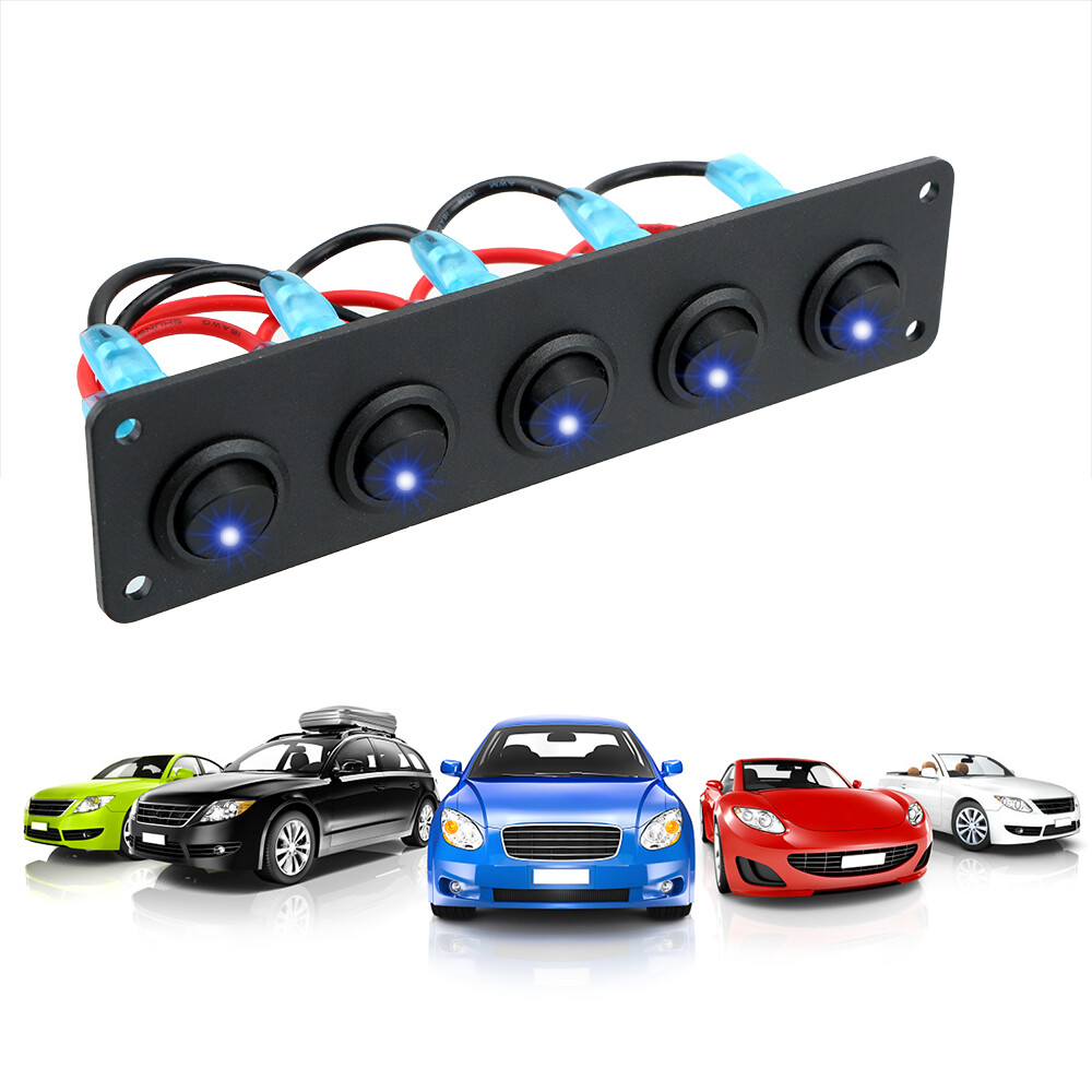 Bảng Công Tắc Bật Tắt Chống Nước Cho Xe RV Thuyền Du Thuyền Biển Xe Ô Tô Biển Bảng Công Tắc Bật Tắt Đèn LED Xanh Dương Kết Hợp Ổ Cắm 5-24V