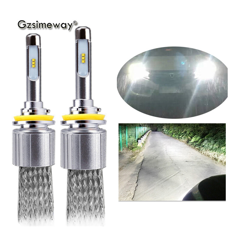 Bộ 2 Đèn Pha LED H7 H4 H8 H9 H11 HB3 H27 H3 HB4 D4S Đèn Pha LED Cho Xe Hơi Phổ Thông Với Chip ZES 6000K Trắng 12V