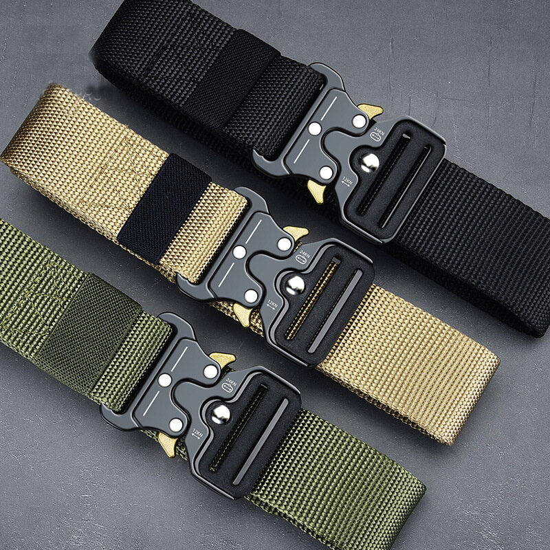 Đàn Ông Người Sáng Tạo Chiều Rộng 4.8 Cm Thắt Lưng Nam Thắt Lưng Quân Đội Chiến Thuật Cho Quần Khóa Kim Loại Thắt Lưng Vải Bạt Tập Luyện Ngoài Trời Quân Đội Màu Đen Thắt Lưng Eo