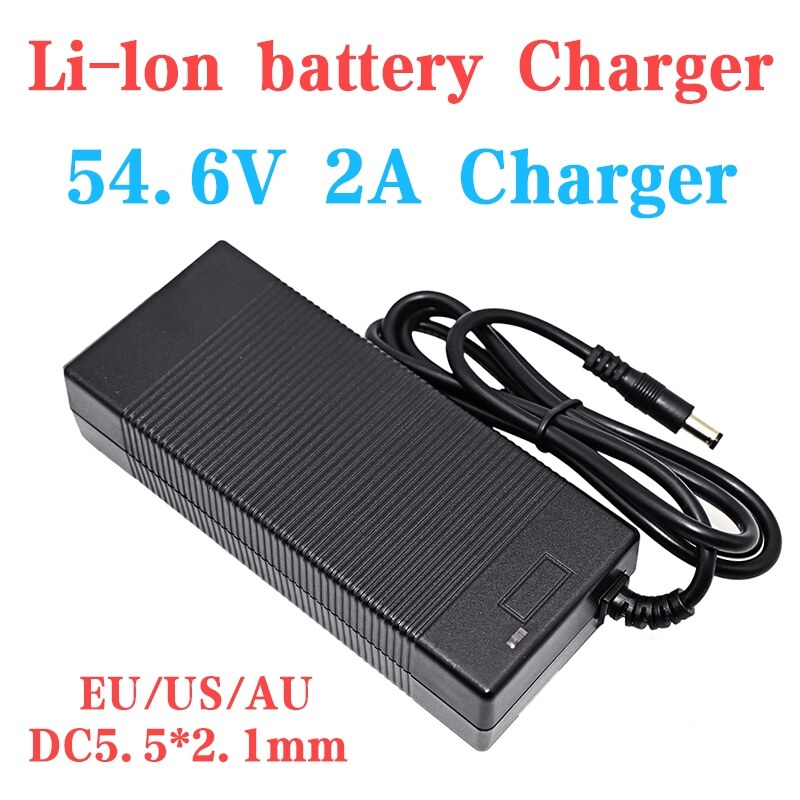 Bộ Sạc Pin Lithium-Ion 48V 2A Bộ Sạc Ebike 13S 54.6V Bộ Chuyển Đổi AC 100-240V DC 5.5X2.1MM Bộ Chuyển Đổi Nguồn Điện EU/US/AU/UK