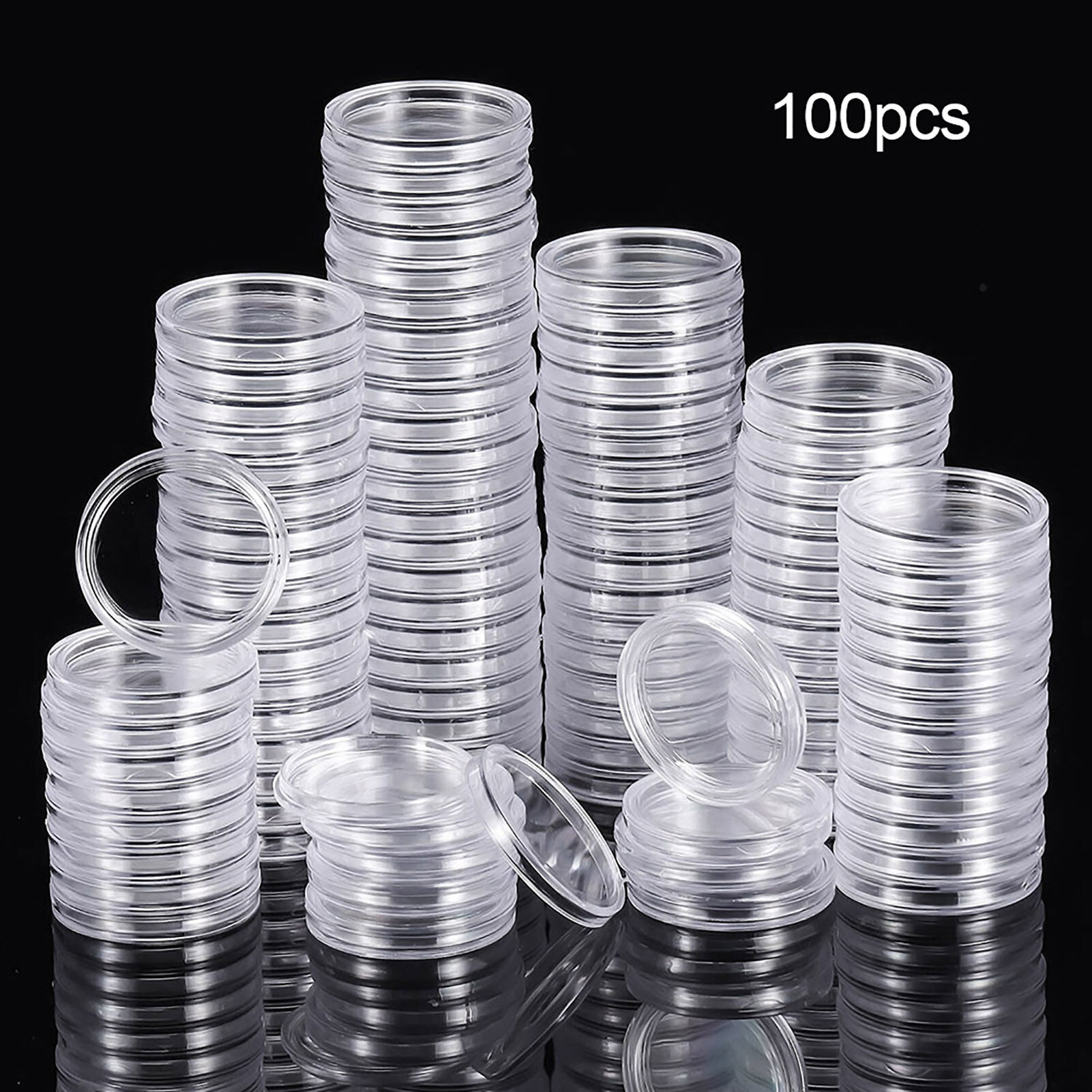Poco 100 cái hộp đựng tiền xu hộp đựng tiền xu mini bằng acrylic nhẹ tái sử dụng để đựng tiền xu hộp tròn nhỏ