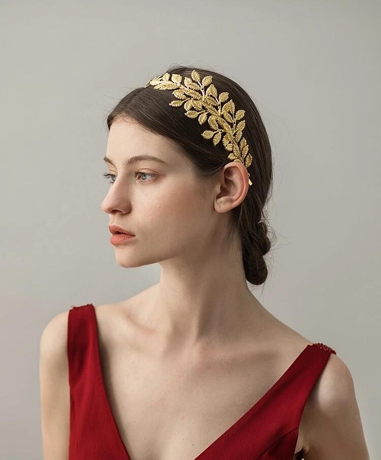 Lược chải tóc cô dâu băng đô cành lá ô liu nữ thần baroque hy lạp băng đô vương miện trang sức băng đô đám cưới cô dâu