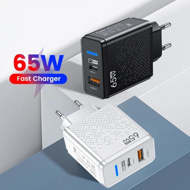 65W GaN Charger USB PD Plugs Fast Charging Mobile Phone Adapter Type C Wall Adatper for IPhone 14 Xiaomi Samsung Huawei QC 3.0 USB Type C Charger Phone Adapter
