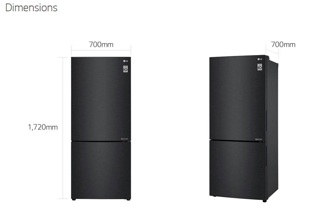 LG 454L 2 Door Inverter Bottom Freezer Refrigerator GCB529NQCZ (Matte