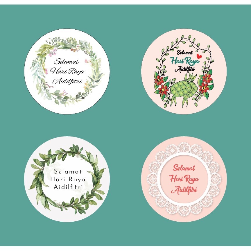 Selamat Hari Raya Aidilfitri Sticker- 5cm Round 【100pcs/set