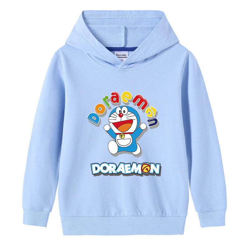 Quần Áo Trẻ Em Bé Gái Doraemon Áo Chui Đầu Trang Phục Cotton Thường Ngày Áo Hoodie Hoạt Hình Mùa Thu Bé Trai Bé Gái Dài Tay