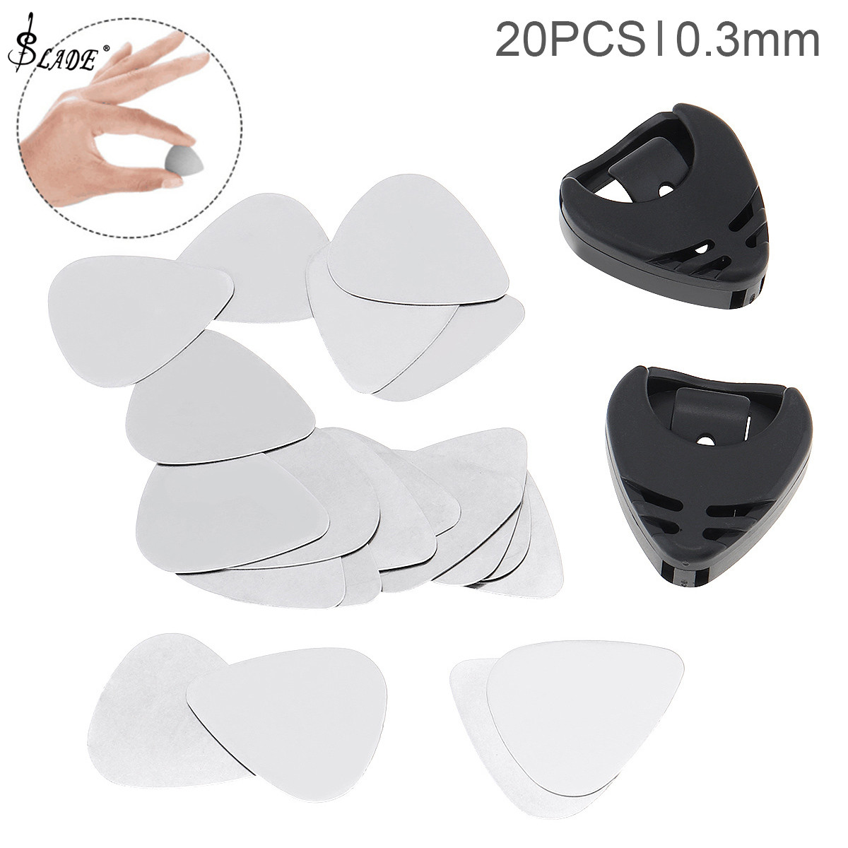 Slade 20 miếng gảy đàn guitar miếng gảy đàn guitar điện bằng thép không gỉ 0.3mm với 2 miếng gảy đàn