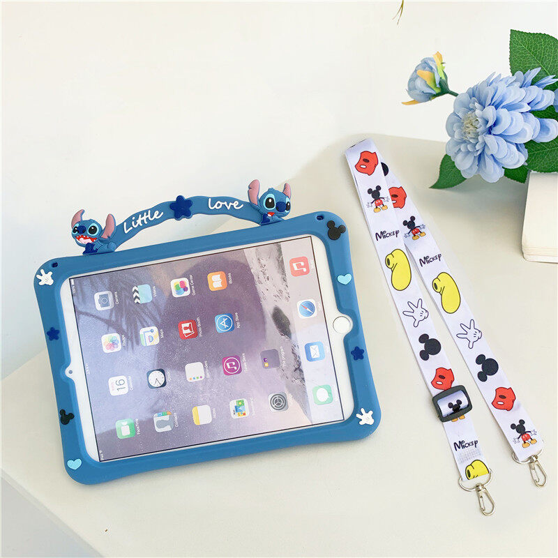 Hufee casing for huawei mediapad m5 lite 8.0/m5 lite 10, huawei mediapad m6 8.4/m6 10.8, huawei mediapad t5 10, huawei matepad pro 10.8, huawei matepad 10.4, huawei honor v6 10.4, huawei matepad t10s cartoon stitch kids silicone cover case with strap