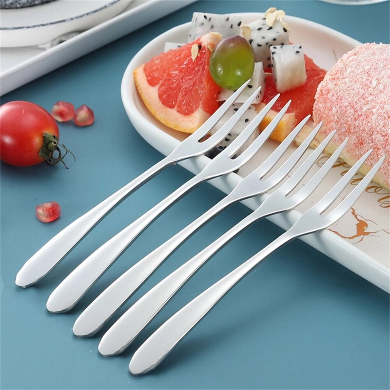 5/10 chiếc nĩa nhỏ bánh tráng miệng bằng nĩa trái cây bằng thép không gỉ phụ kiện nhà bếp tiệc gia đình đa năng