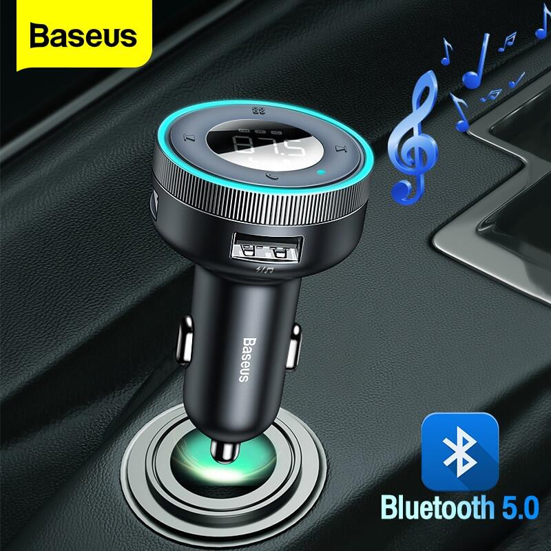 Bộ Điều Biến Máy Phát FM Baseus Máy Nghe Nhạc Mp3 Radio Aux Tự Động Sạc Nhanh USB Không Dây Bluetoot