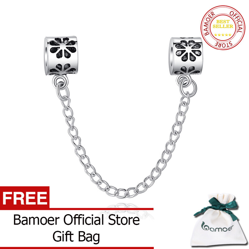 BAMOER Hạt Charm Châu Âu Nguyên Bản Phù Hợp Với Vòng Tay Chuỗi An Toàn Hạt Charm Chặn Đích Thực Phụ Kiện Làm Trang Sức Màu Bạc PA5256