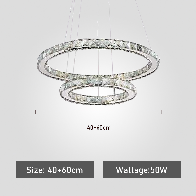 Nordic Modern Luxury Crystal Chandelier Dining Lights Ceiling Light Hanging Lamp Pendant Lamp 4 Ring Chandelier