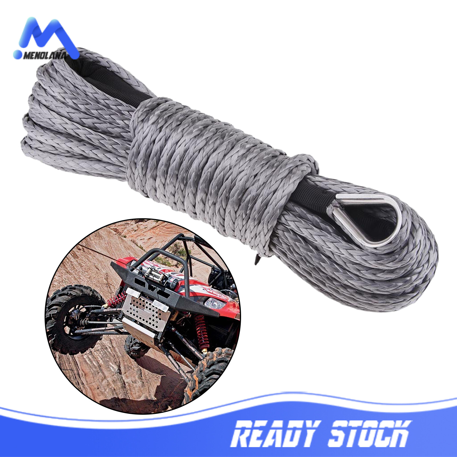 Lazarasport dây cáp tời sợi tổng hợp 6mm x 15m cho thuyền atv utv, sửa chữa