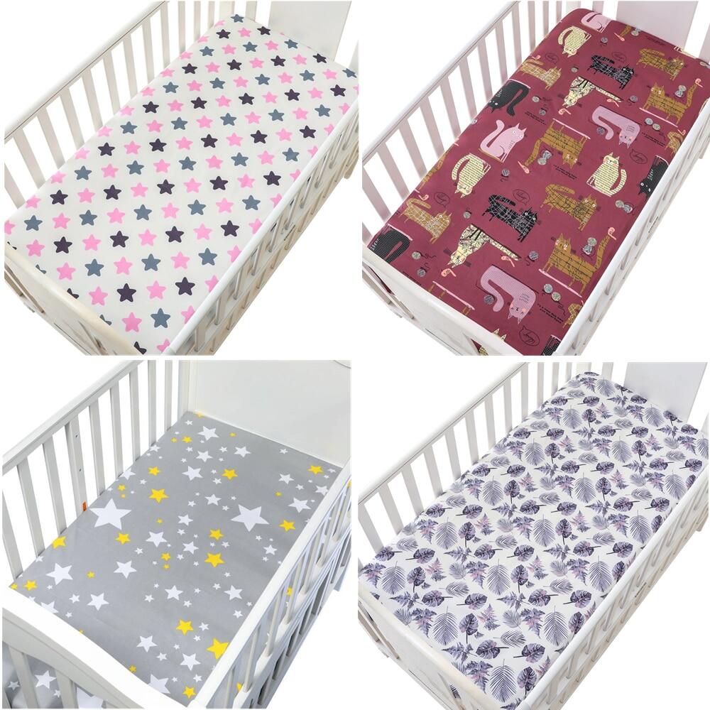 130Cm*70Cm 100% Cotton Crib Fitted Sheets Soft Baby Bed Mattress Covers Print Newborn Toddler Bedding Set Kids Mini Cot Sheet