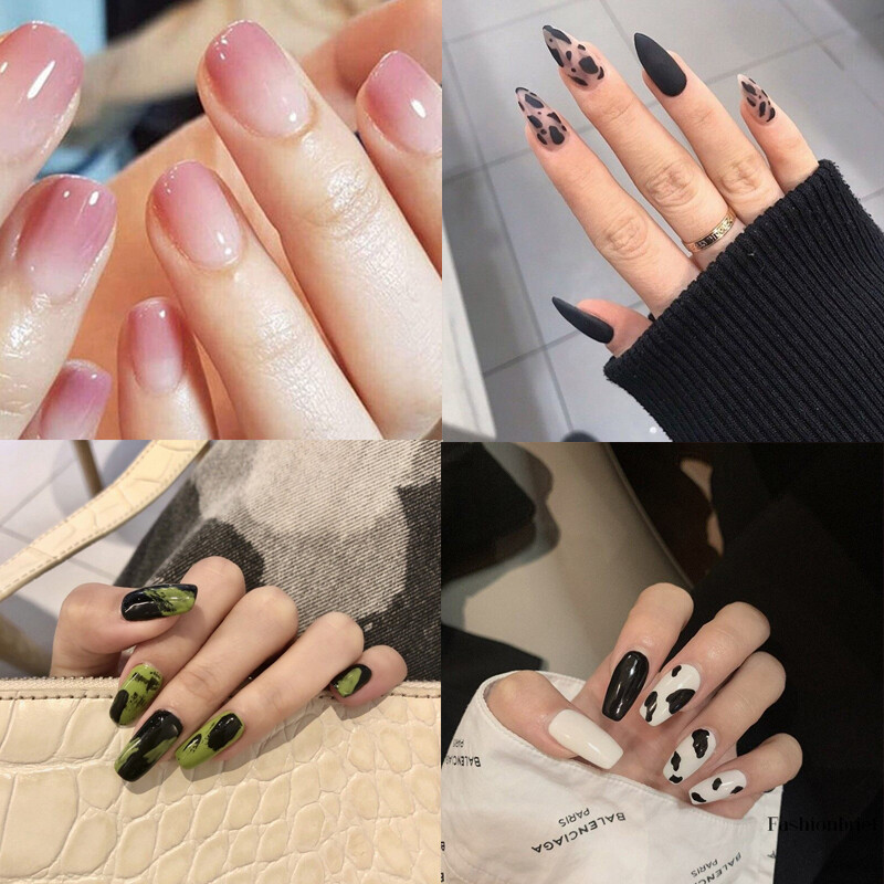 24 Cái Móng Tay Giả Tự Làm Kèm Keo Móng Tay Pháp Móng Tay Giả Nghệ Thuật