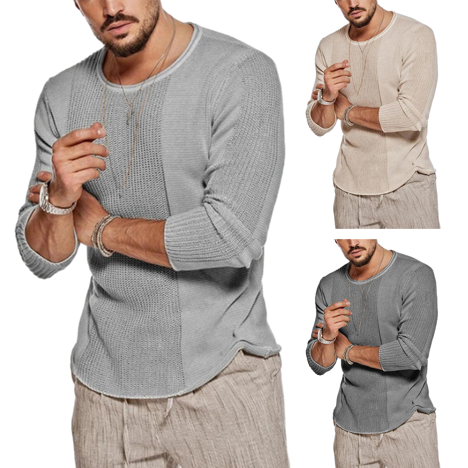Men's Sweater Round Neck Knitted Pullover For Autumn And Winter_voghion.com