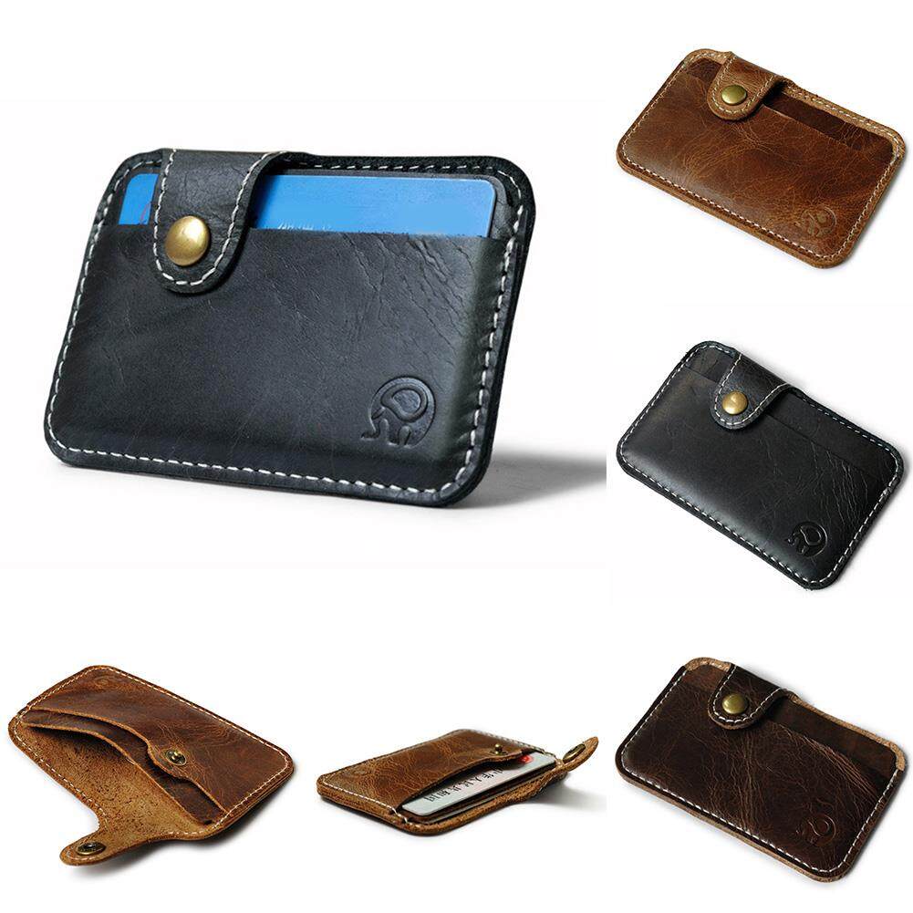 Lazada Philippines - 1 *Wholesale Retro Leather Card Wallet Men Business Bank Card Holder Thin Credit Card Case Convenient Small Cards Pack Cash Pocket