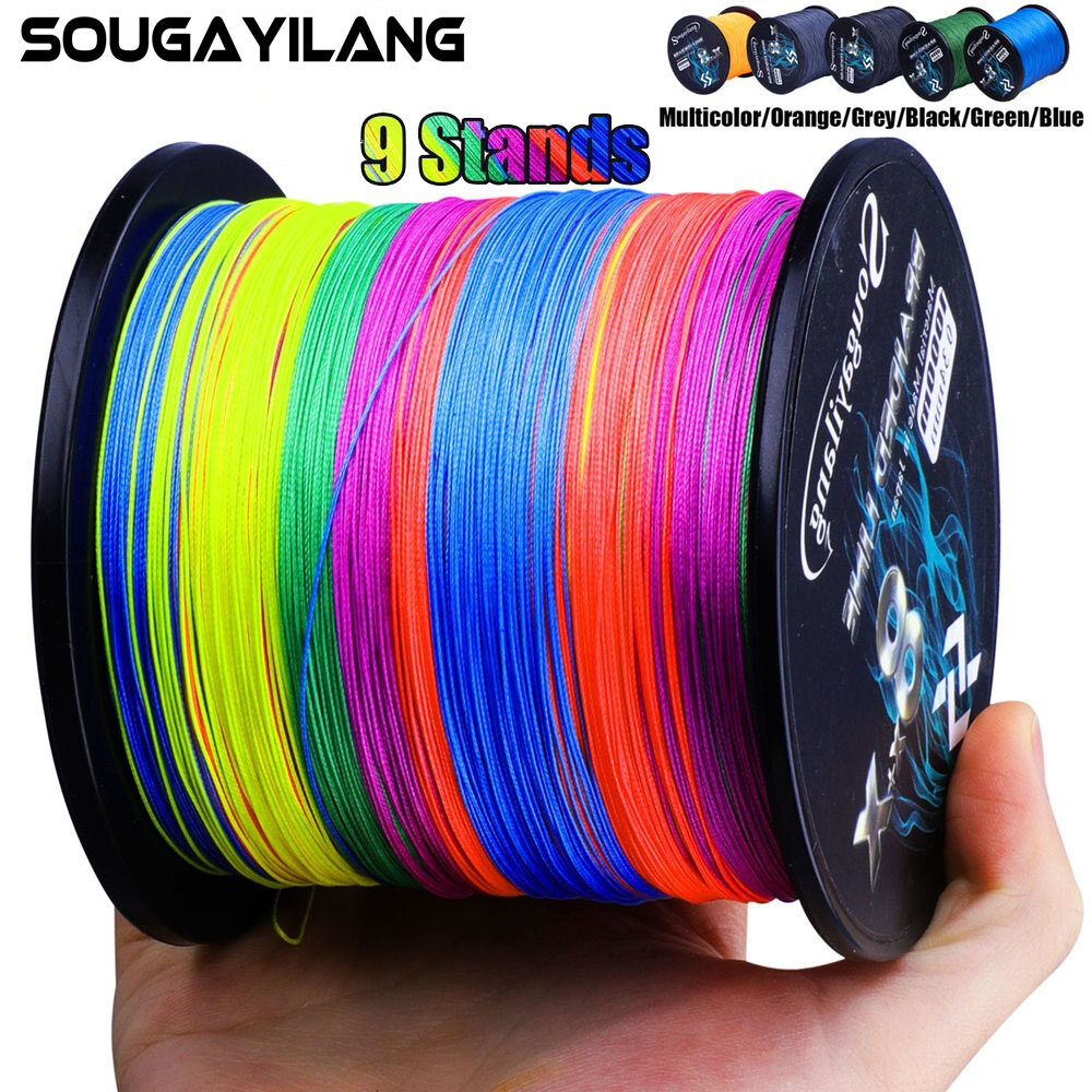 Dây câu 300/500/1000m 9 strands bện dây câu cá pe dây câu nhiều màu đồ câu cá công cụ