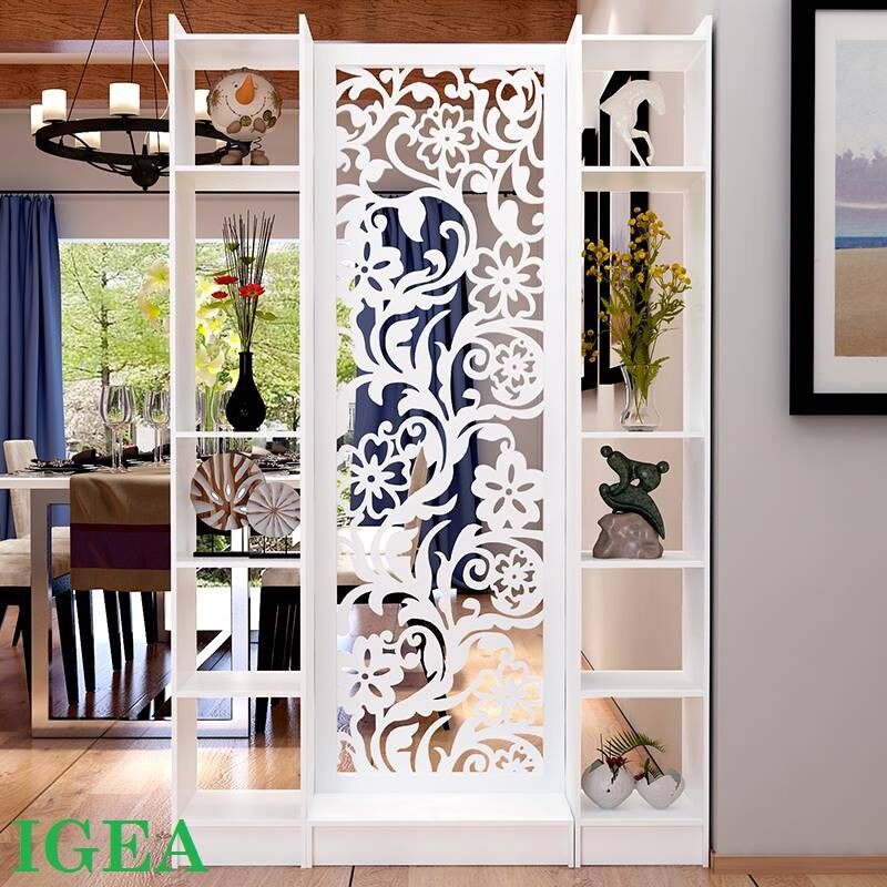 Bình phong vách ngăn hoa cúc liền kệ - 2 kệ 1 vách ig483