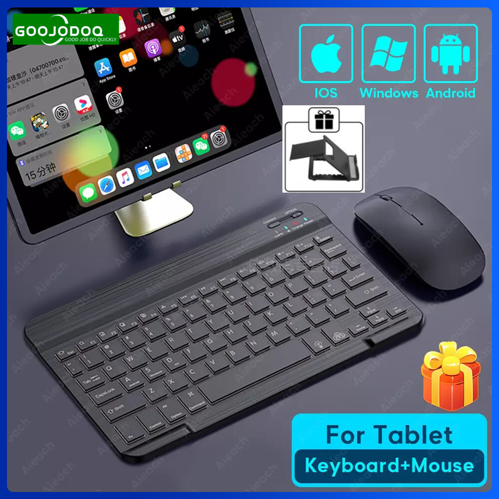 Goojodoq bộ chuột bàn phím bluetooth không dây 10 inch, bàn phím và chuột không dây, chơi game không dây cho điện thoại di động android