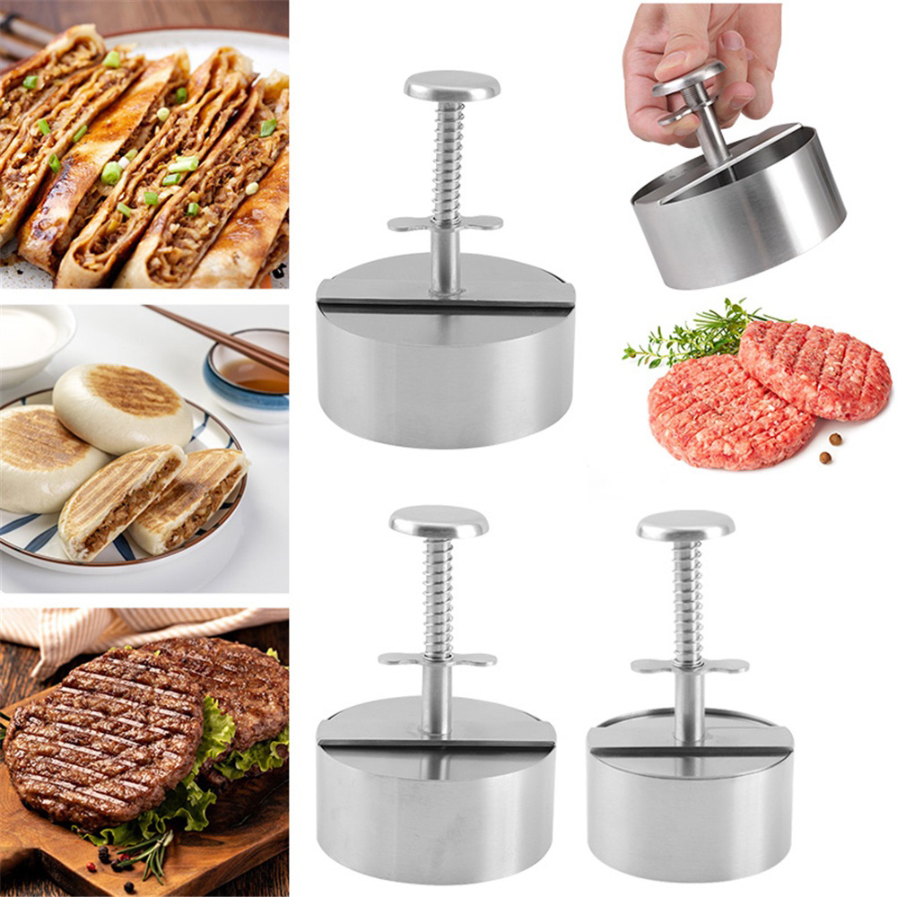 Tastour Burger Báo Chí Thép không gỉ có thể điều chỉnh bánh hamburger khuôn bánh ngọt khuôn phù hợp cho thịt Bò Rau bánh mì kẹp thịt và nấu ăn