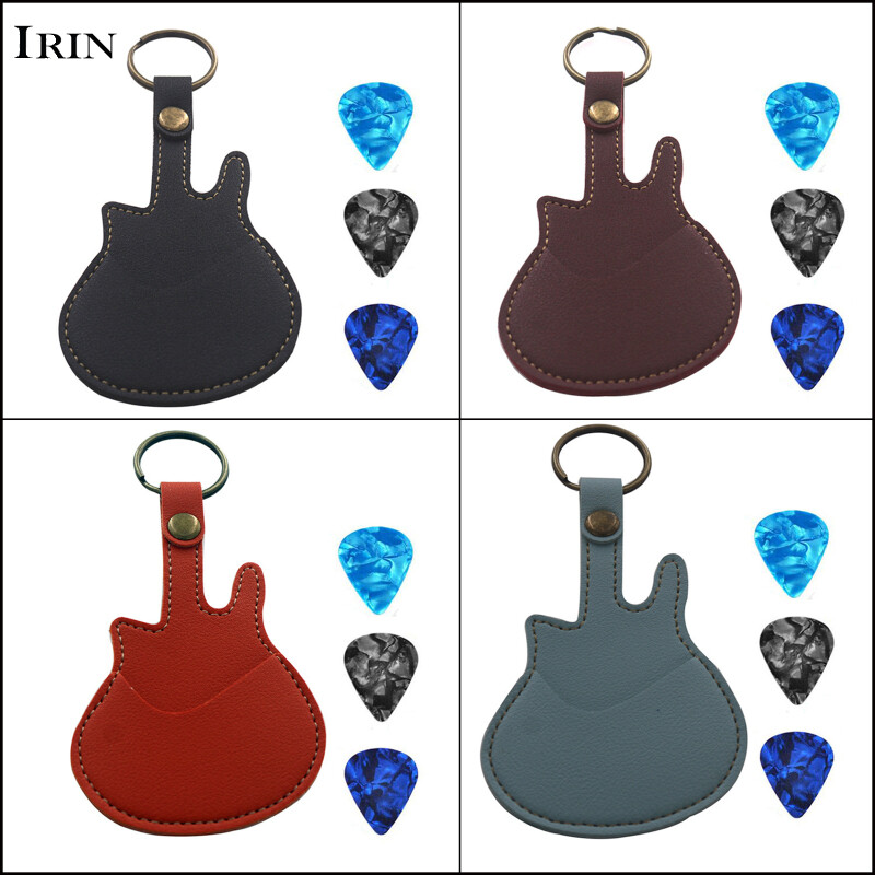Đàn Guitar bằng da Picks chủ trường hợp túi lưu trữ với Picks Mang trường hợp với móc chìa khóa cho đàn Ukulele Bass