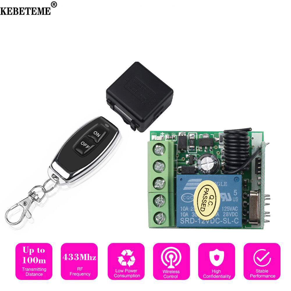 KEBETEME Điều Khiển Từ Xa 433Mhz Với Công Tắc Điều Khiển Từ Xa Không Dây Thông Dụng Mô Đun Máy Thu Rơ Le DC 12V 1CH Máy Phát RF