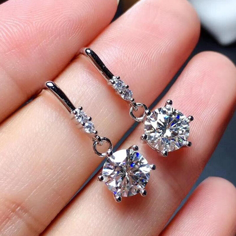 Trắng bông tai zirconium, bông tai tua dài, phụ kiện tai thời trang và linh hoạt