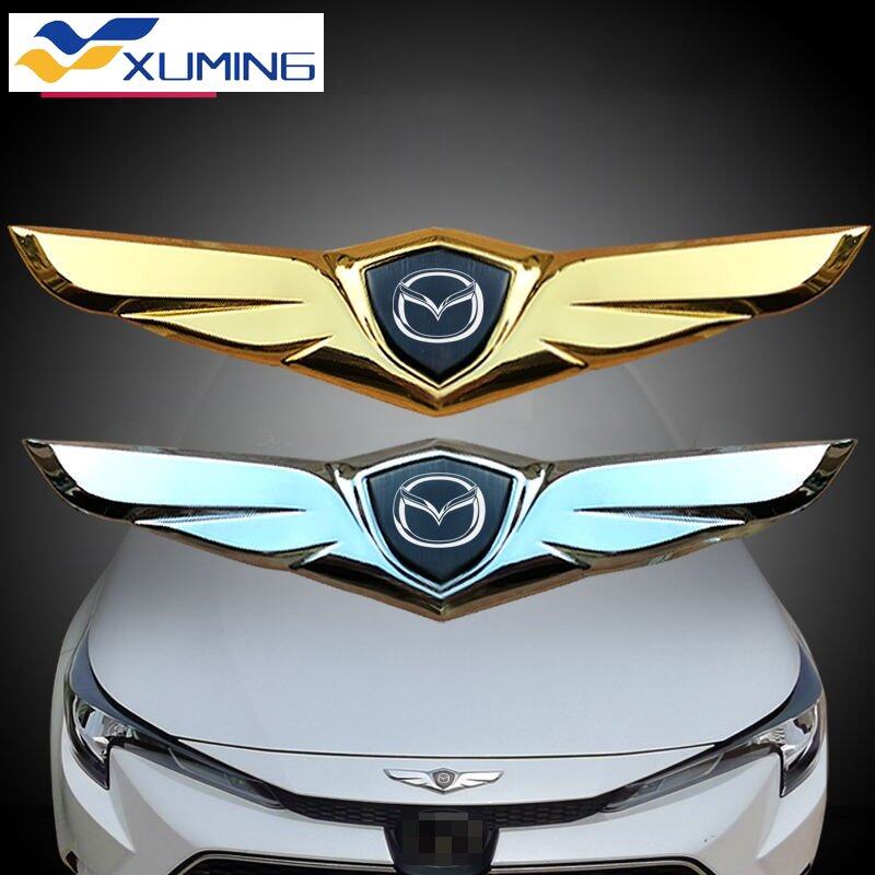 Đồ Trang Trí Cho Xe Mazda Mui Xe Phía Trước Nắp Ca-pô Trang Trí Kim Loại Logo Đôi Cánh Thiên Thần Miếng Dán Phù Hợp Với Phụ Kiện 3 2 CX-30 CX-3 CX-8 BT-50 CX-5 6 BIANTE CX-30 CX-8