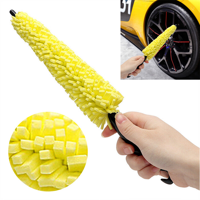Car Sponge Plastic Handle Wheel Rim Tire Washing Cleaning Scrub Brush