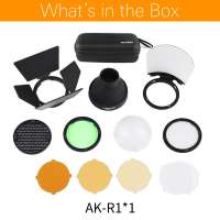 Đèn Flash Godox AK-R1 Kho Thóc Cửa Snoot Bộ Lọc Màu Phản Quang Tổ Ong máy Khuếch Tán Tinh Dầu Bóng Bộ Dụng Cụ Cho Godox AD200 H200R V1 Vòng Đầu Đèn Flash