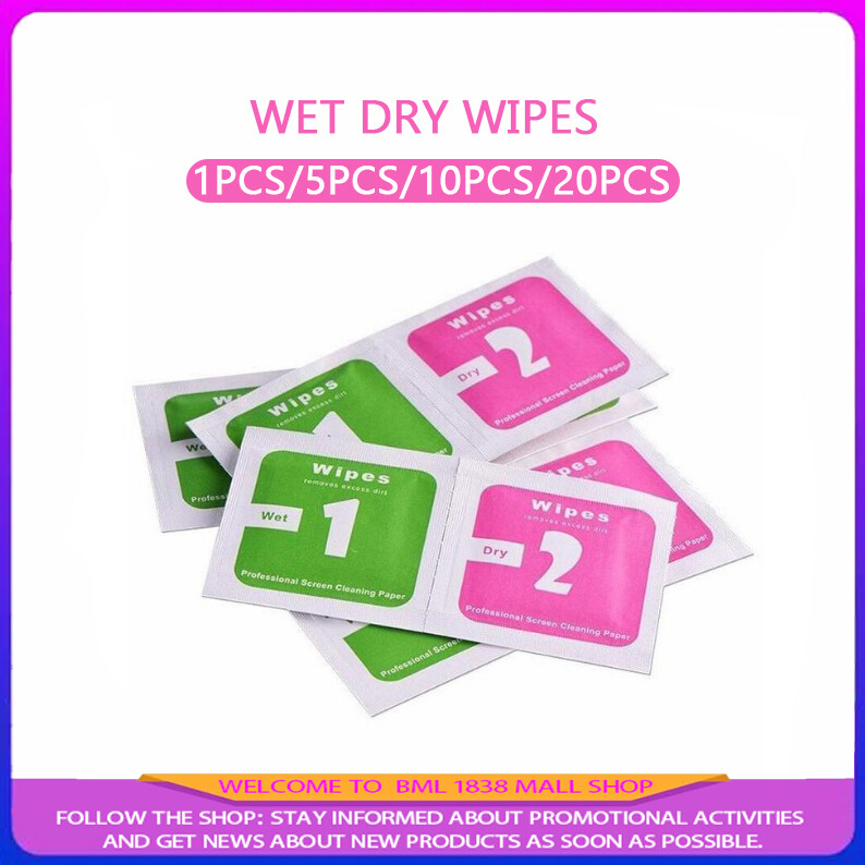 Neekfox 1 cái/5 cái/10 cái/20 cái kính cường lực ống kính máy ảnh màn hình điện thoại làm sạch bụi khô ướt khăn lau giấy bộ dụng cụ gói cồn