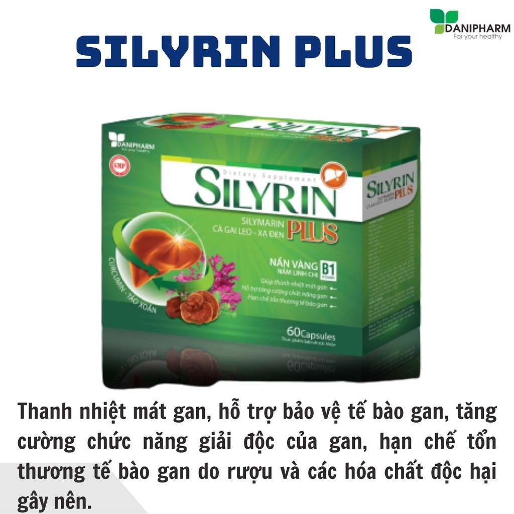 Viên uống giải gan nấm linh chi, cà gai leo bồi bổ sức khỏe- silyrinplus danipharm