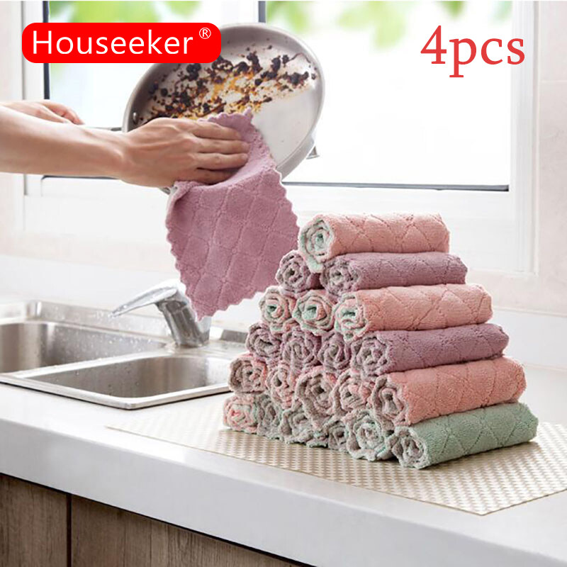 Houseeker Khăn lau bếp chất liệu vải vi sợi hai lớp tiện lợi cho nhà bếp