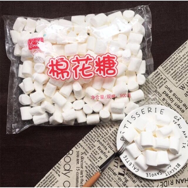 Kẹo Marshmallow túi 500g, kẹo làm nougat, kẹo bông làm nougat