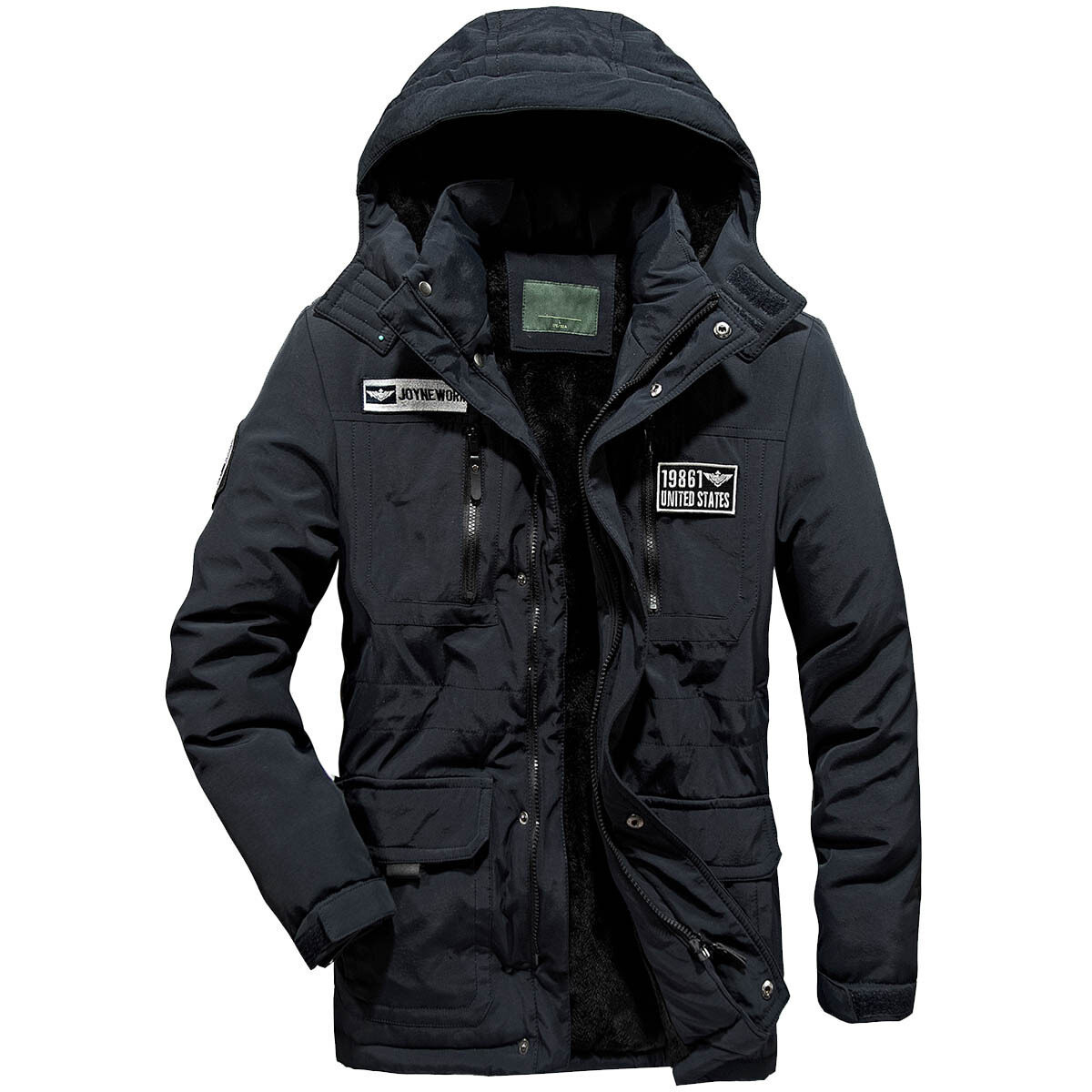 Shuidiao Áo Khoác Mùa Đông Nam Áo Khoác Ngoài Cotton Quân Sự Quân Đội Áo Khoác Thể Dục Trượt Tuyết Parkas Áo Liền Quần Nam Nhiều Túi Lông Có Mũ Trùm Đầu quần Áo